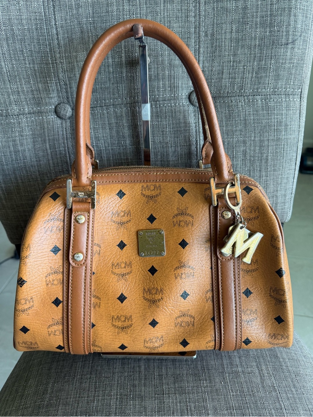 Vintage MCM Cognac Visetos Dome Satchel Bag